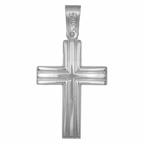 Σταυροί Βάπτισης - Αρραβώνα Ανάγλυφος σταυρός βάπτισης σε λευκόχρυσο Κ9 033705 033705 Ανδρικό Χρυσός 9 Καράτια
