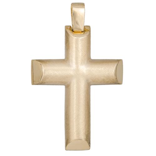 Σταυροί Βάπτισης - Αρραβώνα Ανδρικός χρυσός σταυρός αρραβώνα Κ14 σε πομπέ ματ 035297 035297 Ανδρικό Χρυσός 14 Καράτια