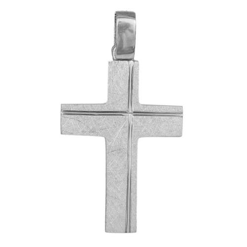 Σταυροί Βάπτισης - Αρραβώνα Αντρικός σταυρός αρραβώνα από λευκόχρυσο Κ14 040454 040454 Ανδρικό Χρυσός 14 Καράτια