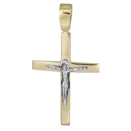 Σταυροί Βάπτισης - Αρραβώνα Αντρικός σταυρός με τον Εσταυρωμένο Κ14 025086 025086 Ανδρικό Χρυσός 14 Καράτια