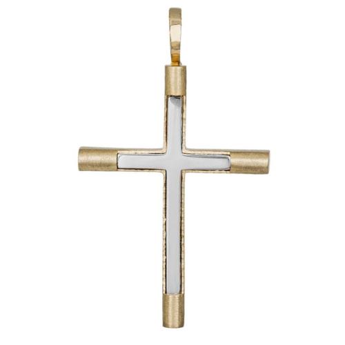Σταυροί Βάπτισης - Αρραβώνα Χειροποίητος ανδρικός σταυρός βάπτισης Κ14 δίχρωμος 035288 035288 Ανδρικό Χρυσός 14 Καράτια