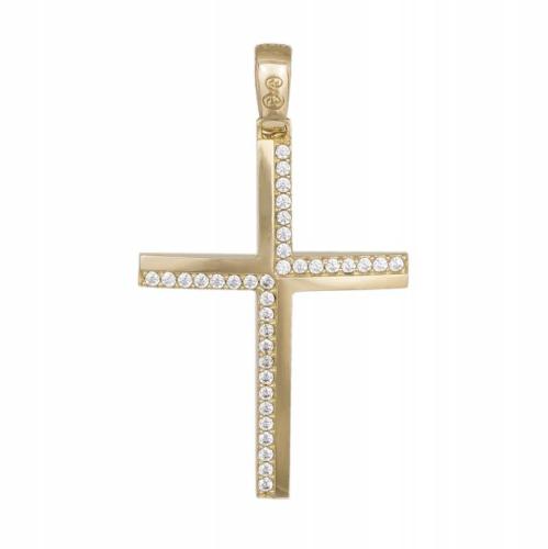 Σταυροί Βάπτισης - Αρραβώνα Χρυσός βαπτιστικός σταυρός Κ14 με ζιργκόν 042491 042491 Γυναικείο Χρυσός 14 Καράτια
