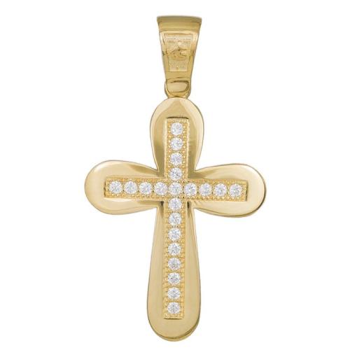 Σταυροί Βάπτισης - Αρραβώνα Χρυσός γυναικείος σταυρός με πέτρες Κ14 037435 037435 Γυναικείο Χρυσός 14 Καράτια