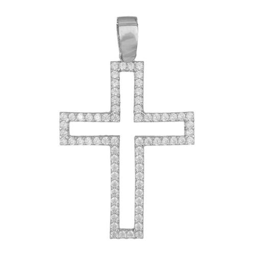 Σταυροί Βάπτισης - Αρραβώνα Γυναικείος λευκόχρυσος σταυρός με πέτρες ζιργκόν Κ14 036995 036995 Γυναικείο Χρυσός 14 Καράτια