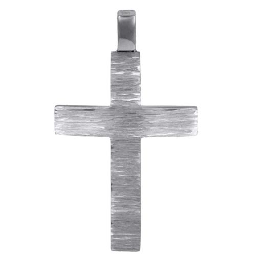 Σταυροί Βάπτισης - Αρραβώνα Λευκόχρυσος ανάγλυφος σταυρός Κ14 024584 024584 Ανδρικό Χρυσός 14 Καράτια