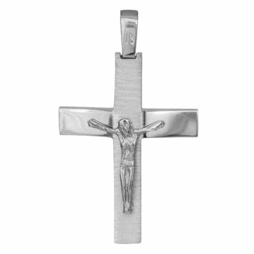 Σταυροί Βάπτισης - Αρραβώνα Λευκόχρυσος βαπτιστικός σταυρός Κ14 για αγόρι 034272 034272 Ανδρικό Χρυσός 14 Καράτια
