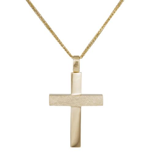 Βαπτιστικοί Σταυροί με Αλυσίδα Χρυσός αντρικός σταυρός με αλυσίδα Κ14 λουστρέ με ματ 041875C 041875C Ανδρικό Χρυσός 14 Καράτια