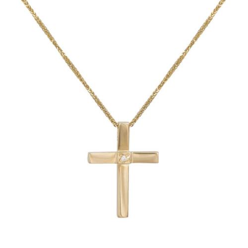 Βαπτιστικοί Σταυροί με Αλυσίδα Χρυσός σταυρός με ζιργκόν Κ14 σετ με αλυσίδα 045811C 045811C Γυναικείο Χρυσός 14 Καράτια