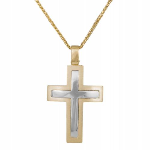 Βαπτιστικοί Σταυροί με Αλυσίδα Δίχρωμος βαπτιστικός σταυρός Κ14 με αλυσίδα 043171C 043171C Ανδρικό Χρυσός 14 Καράτια
