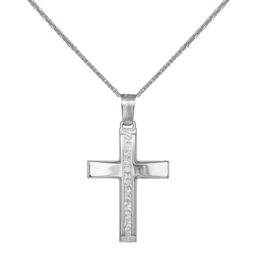 Βαπτιστικοί Σταυροί με Αλυσίδα Λευκόχρυσος ανδρικός σταυρός Κ9 με αλυσίδα 045507C 045507C Ανδρικό Χρυσός 9 Καράτια