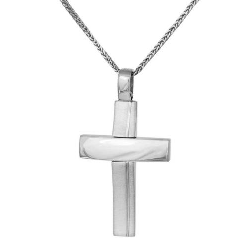 Βαπτιστικοί Σταυροί με Αλυσίδα Λευκόχρυσος αντρικός σταυρός με αλυσίδα Κ14 043829C 043829C Ανδρικό Χρυσός 14 Καράτια