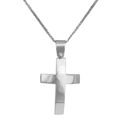 Βαπτιστικοί Σταυροί με Αλυσίδα Λευκόχρυσος βαπτιστικός σταυρός Κ14 με αλυσίδα 041958C 041958C Ανδρικό Χρυσός 14 Καράτια