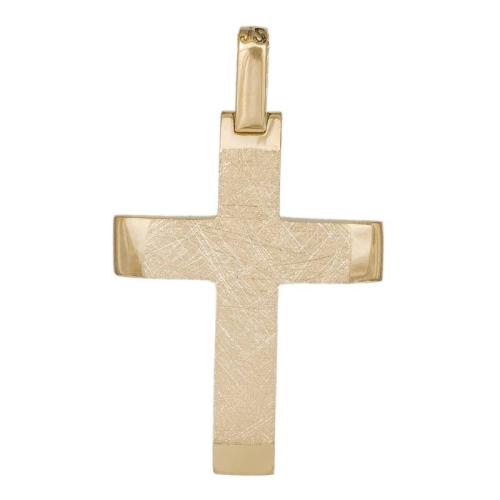 Σταυροί Βάπτισης - Αρραβώνα Βαπτιστικός ματ σταυρός από χρυσό Κ14 044814 044814 Ανδρικό Χρυσός 14 Καράτια