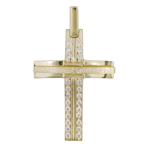Σταυροί Βάπτισης - Αρραβώνα Γυναικείος σταυρός χρυσός Κ14 με πέτρες 028586 028586 Γυναικείο Χρυσός 14 Καράτια