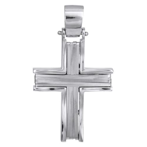 Σταυροί Βάπτισης - Αρραβώνα Λευκόχρυσος σταυρός Κ14 για αγόρι 028151 028151 Ανδρικό Χρυσός 14 Καράτια
