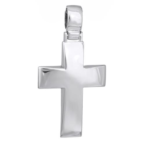 Σταυροί Βάπτισης - Αρραβώνα Λευκόχρυσος σταυρός Κ14 λουστρέ 027586 027586 Ανδρικό Χρυσός 14 Καράτια