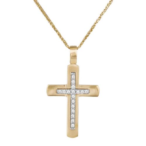 Βαπτιστικοί Σταυροί με Αλυσίδα Βαπτιστικός χρυσός σταυρός Κ14 με αλυσίδα 045061C 045061C Γυναικείο Χρυσός 14 Καράτια