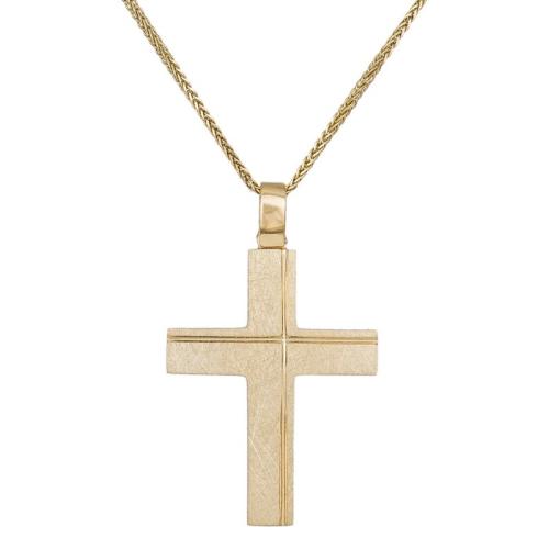 Βαπτιστικοί Σταυροί με Αλυσίδα Βαπτιστικός σταυρός για αγόρι με αλυσίδα Κ14 ματ ζαγρέ 040459C 040459C Ανδρικό Χρυσός 14 Καράτια