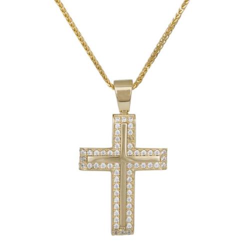 Βαπτιστικοί Σταυροί με Αλυσίδα Χρυσός σταυρός διπλής όψης Κ14 με αλυσίδα 042806C 042806C Γυναικείο Χρυσός 14 Καράτια