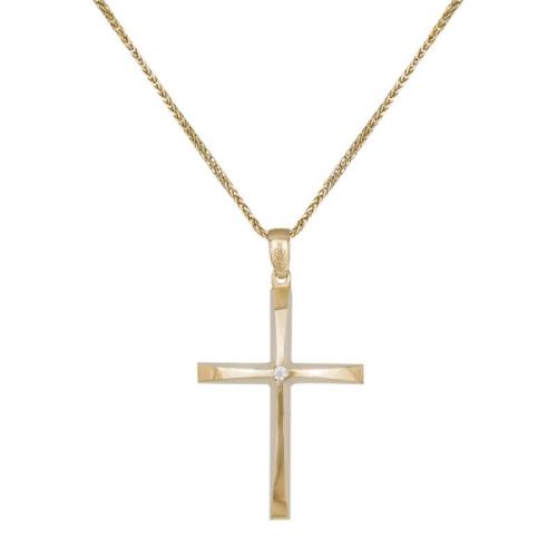 Βαπτιστικοί Σταυροί με Αλυσίδα Χρυσός σταυρός με ζιργκόν Κ14 με αλυσίδα 042225C 042225C Γυναικείο Χρυσός 14 Καράτια