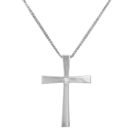 Βαπτιστικοί Σταυροί με Αλυσίδα Γυναικείος σταυρός με διαμάντι και αλυσίδα για αρραβώνα Κ18 039075C 039075C Γυναικείο Χρυσός 18 Καράτια
