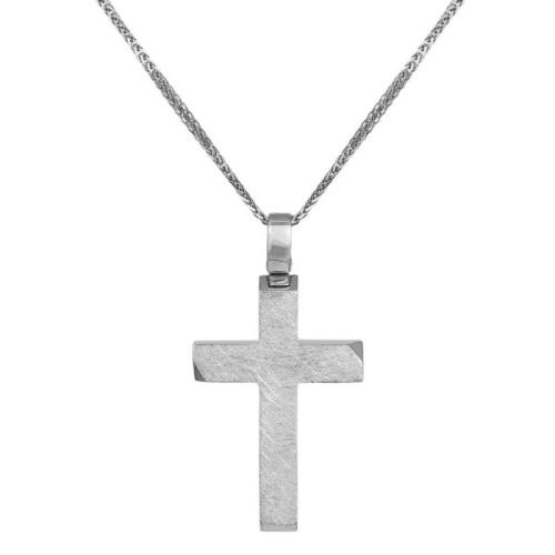 Βαπτιστικοί Σταυροί με Αλυσίδα Λευκόχρυσος σταυρός με αλυσίδα για αγόρι Κ14 041868C 041868C Ανδρικό Χρυσός 14 Καράτια