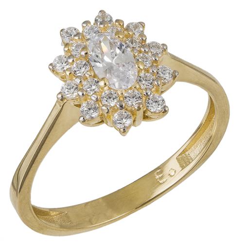 Χρυσό δαχτυλίδι με ροζέτα λουλούδι Κ14 036965 036965 Χρυσός 14 Καράτια