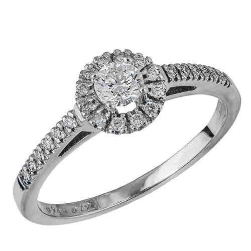 Λευκόχρυσο δαχτυλίδι στρογγυλή ροζέτα με μπριγιάν Κ18 037580 037580 Χρυσός 18 Καράτια