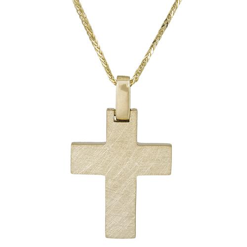 Βαπτιστικοί Σταυροί με Αλυσίδα Αντρικός σταυρός Κ14 ματ ανάγλυφο με αλυσίδα 026318C 026318C Ανδρικό Χρυσός 14 Καράτια
