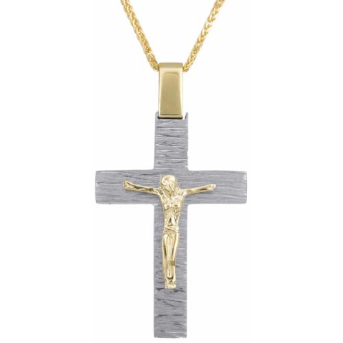 Βαπτιστικοί Σταυροί με Αλυσίδα Αντρικός σταυρός με τον Εσταυρωμένο Κ18 025369C 025369C Ανδρικό Χρυσός 18 Καράτια