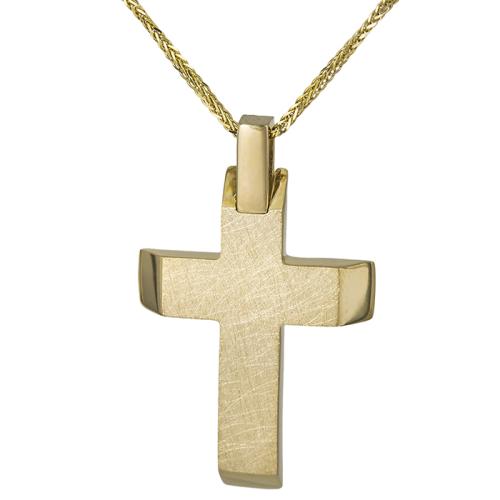 Βαπτιστικοί Σταυροί με Αλυσίδα Χρυσός σταυρός Κ14 με αλυσίδα 026761C 026761C Ανδρικό Χρυσός 14 Καράτια