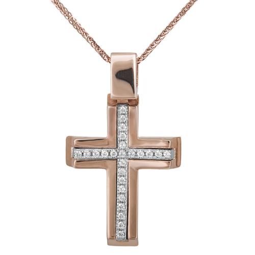 Βαπτιστικοί Σταυροί με Αλυσίδα Δίχρωμος σταυρός Κ14 με αλυσίδα για κορίτσι 028497C 028497C Γυναικείο Χρυσός 14 Καράτια