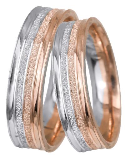 Δίχρωμες βέρες γάμου σε ροζ χρυσό Κ14 022532 022532 Χρυσός 14 Καράτια μεμονωμένο τεμάχιο