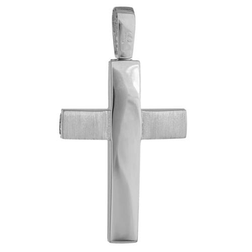 Σταυροί Βάπτισης - Αρραβώνα Ανδρικός σταυρός αρραβώνα από λευκόχρυσο Κ14 λουστρέ ζαγρέ 034804 034804 Ανδρικό Χρυσός 14 Καράτια