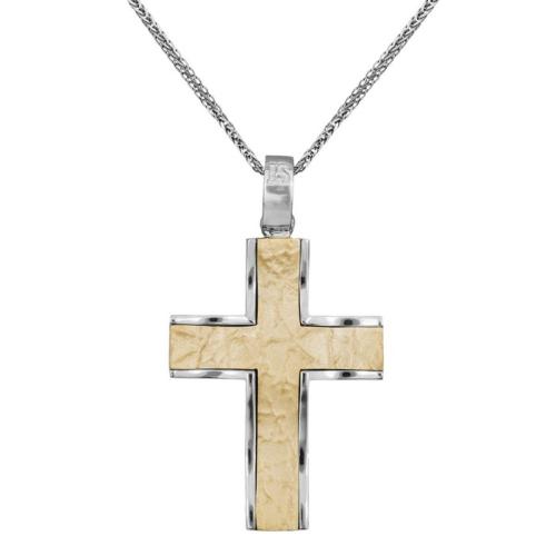 Βαπτιστικοί Σταυροί με Αλυσίδα Ανδρικός δίχρωμος σταυρός 000035C 000035C Ανδρικό Χρυσός 14 Καράτια