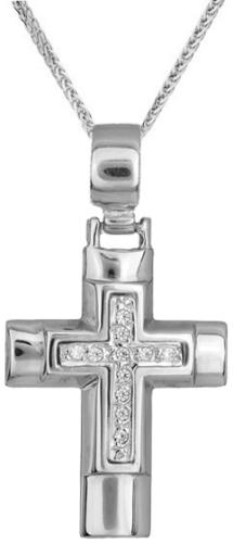 Βαπτιστικοί Σταυροί με Αλυσίδα Λευκόχρυσος σταυρός C002331 002331C Γυναικείο Χρυσός 14 Καράτια
