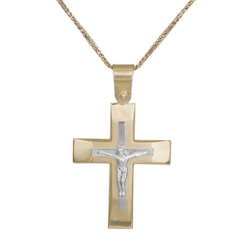 Βαπτιστικοί Σταυροί με Αλυσίδα Σταυρός σετ με αλυσίδα Κ9 για βάπτιση 038524C 038524C Ανδρικό Χρυσός 9 Καράτια