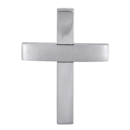Σταυροί Βάπτισης - Αρραβώνα Αντρικός σταυρός Κ14 ματ λευκόχρυσος 028574 028574 Ανδρικό Χρυσός 14 Καράτια