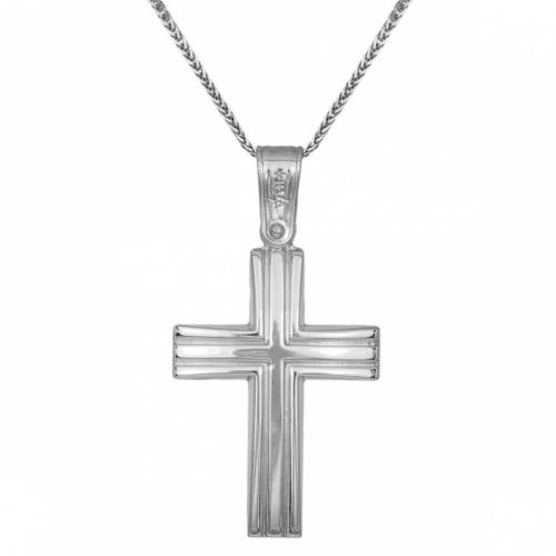 Βαπτιστικοί Σταυροί με Αλυσίδα Ανδρικός σταυρός λευκόχρυσος Κ9 με αλυσίδα για βάπτιση 033705C 033705C Ανδρικό Χρυσός 9 Καράτια