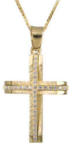 Βαπτιστικοί Σταυροί με Αλυσίδα Γυναικείος χρυσός σταυρός 14Κ C022048 022048C Γυναικείο Χρυσός 14 Καράτια