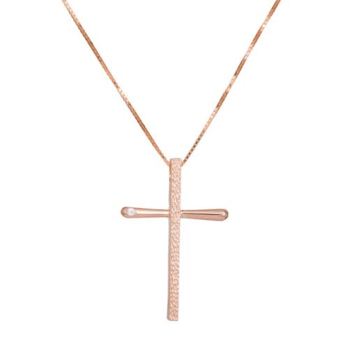 Βαπτιστικοί Σταυροί με Αλυσίδα Γυναικείος ροζ gold σταυρός με αλυσίδα Κ14 036986C 036986C Γυναικείο Χρυσός 14 Καράτια