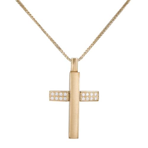 Βαπτιστικοί Σταυροί με Αλυσίδα Γυναικείος σταυρός αρραβώνα Κ14 με αλυσίδα 036588C 036588C Γυναικείο Χρυσός 14 Καράτια