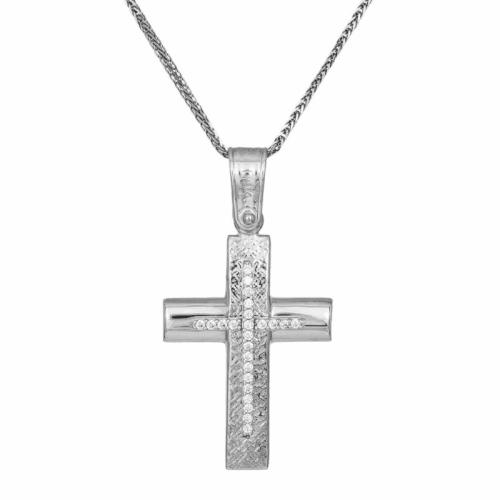 Βαπτιστικοί Σταυροί με Αλυσίδα Γυναικείος σταυρός με αλυσίδα από λευκόχρυσο Κ14 για βάπτιση 033334C 033334C Γυναικείο Χρυσός 14 Καράτια
