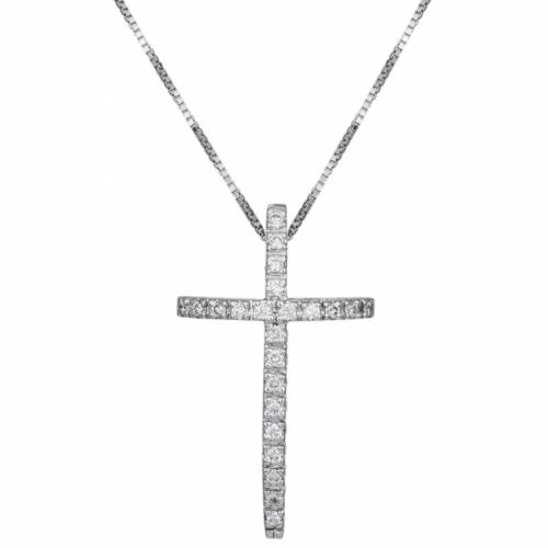 Βαπτιστικοί Σταυροί με Αλυσίδα Γυναικείος σταυρός με διαμάντια Κ18 033173C 033173C Γυναικείο Χρυσός 18 Καράτια