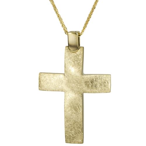 Βαπτιστικοί Σταυροί με Αλυσίδα Σταυρός χρυσός βαπτιστικός Κ18 με καδένα 025609C 025609C Ανδρικό Χρυσός 18 Καράτια