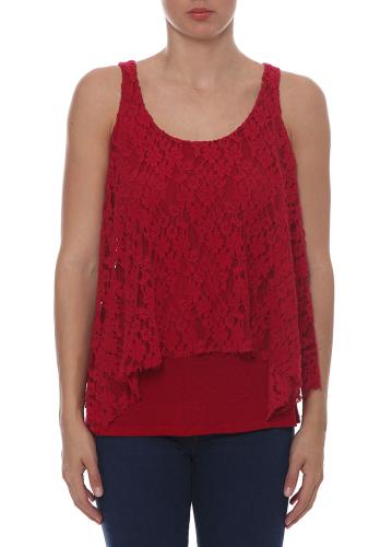 Mega Bazaar - Κόκκινη Αμάνικη Μπλούζα UP CLOTHING
