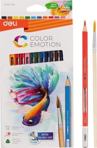 Deli Ξυλομπογιές Ακουαρέλας Color Emotion 12Τμχ +1 Πινέλο (231.309471)