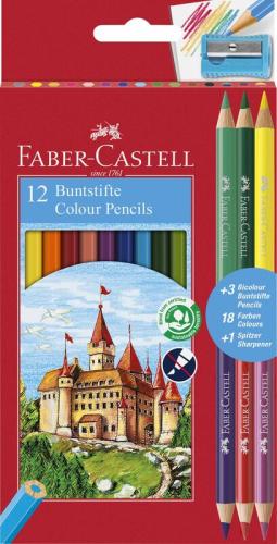 Faber Castell Ξυλομπογιές Κάστρο 12Τμχ+3Τμχ+Ξύστρα (12309358)