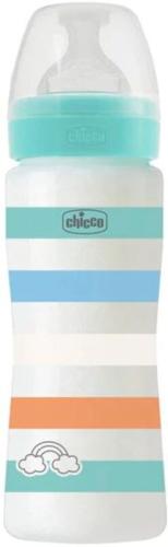 Chicco Μπιμπερό Πλαστικό Well Being Boy 330ml Θηλή Σιλικόνης 4m+ (A60-28637-21)