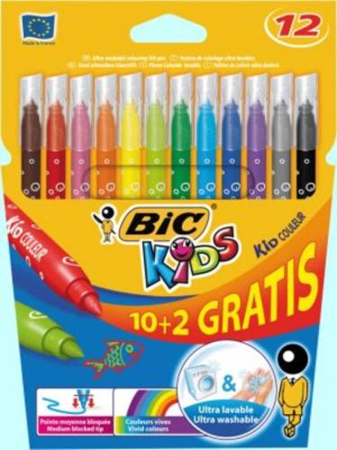Bic Μαρκαδόροι Ζωγραφικής Kids Couleur 10+2 (920294)